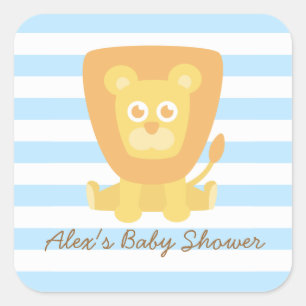 Cute Lion Baby Shower Decoration Square Sticker