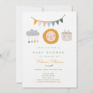 Cute Lion Baby Shower Invitation