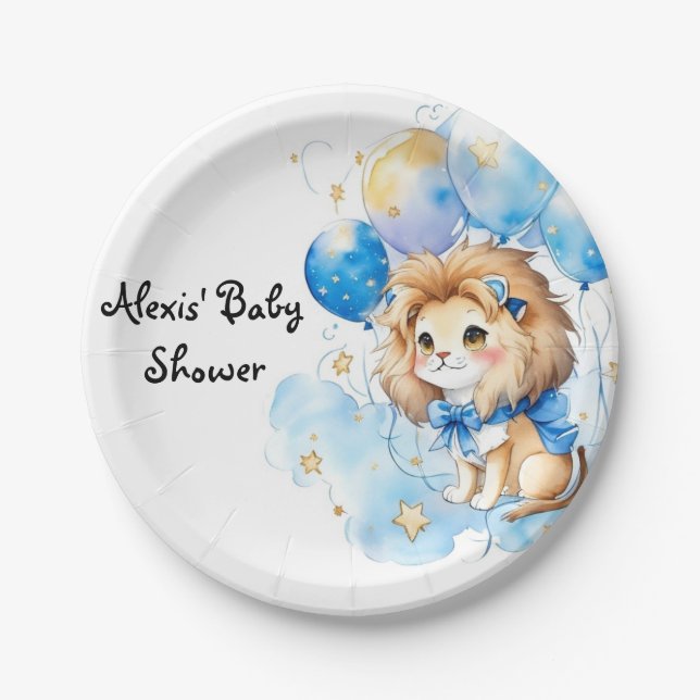 Cute Lion Baby Shower Paper Plate (Front)