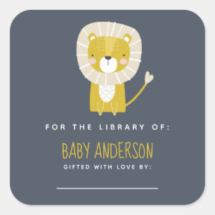 Cute Lion Baby Shower Square Sticker