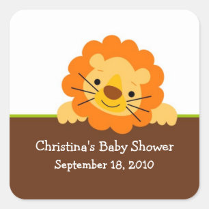 Cute Lion Baby Shower Square Sticker! Sticker