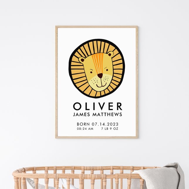 Cute Lion Birth Stats Poster (Creator Uploaded)