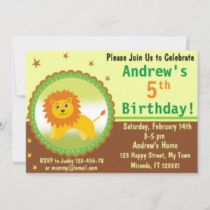 Cute Lion birthday invitation