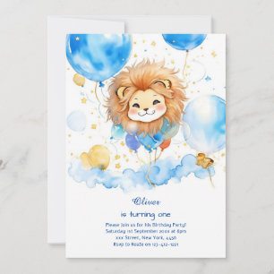Cute Lion Birthday Invitation