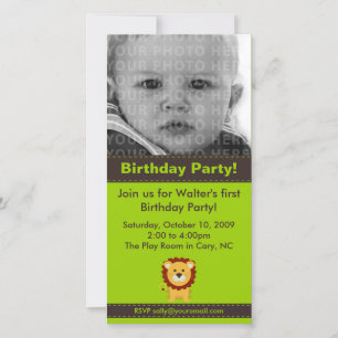 Cute Lion Birthday Party Photo Card