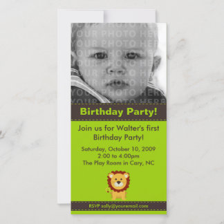 Cute Lion Birthday Party Photo Card
