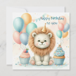 Cute Lion birthday Personalize Custom Card