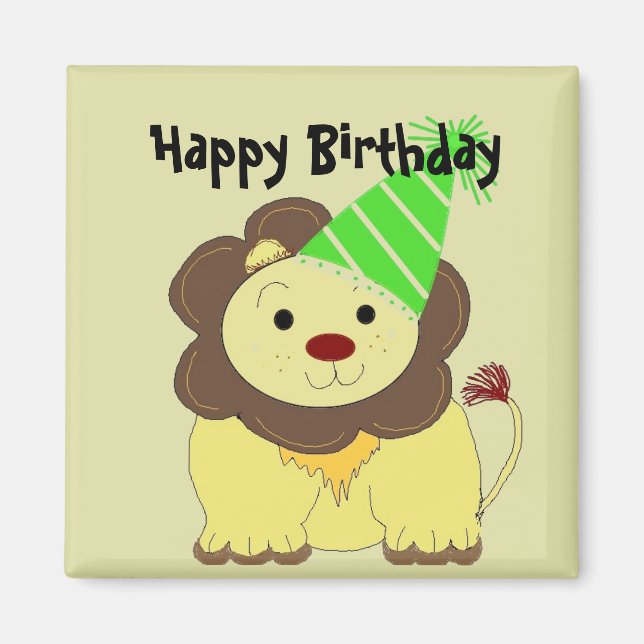 Cute Lion Birthday Wishes Magnet (Front)