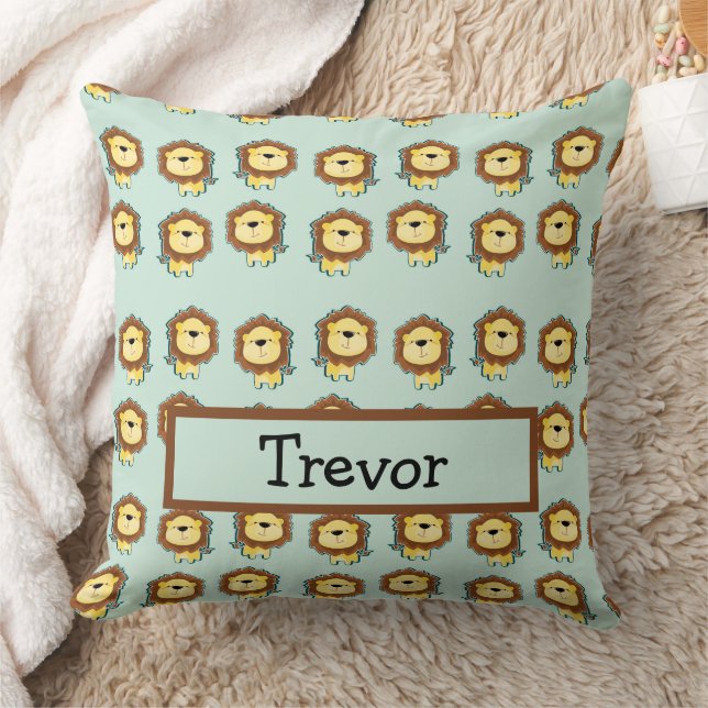 Cute lion blue pattern cushion (Blanket)