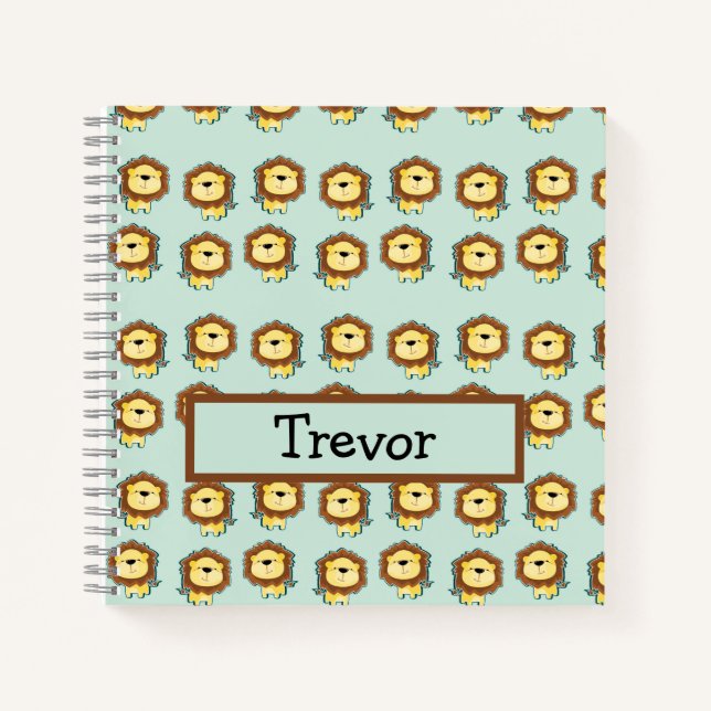 Cute lion blue pattern notebook (Front)