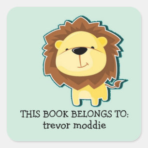 Cute lion blue pattern square sticker