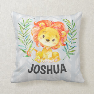 Cute Lion Boy Personalised Nursery King Jungle Cushion
