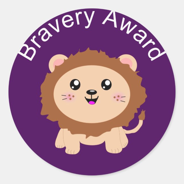 Cute Lion Bravery Award - Sticker for being brave (Front)