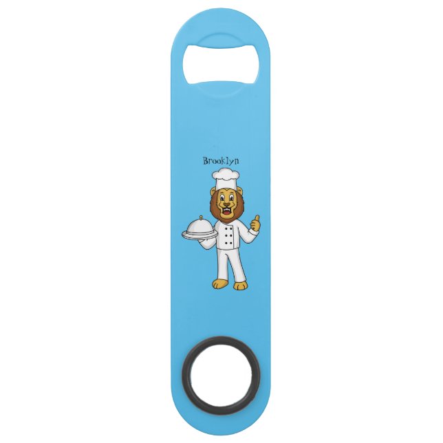 Cute lion chef cartoon illustration (Front)