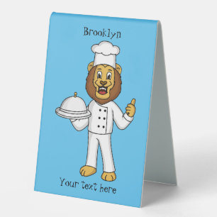 Cute lion chef cartoon illustration 