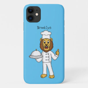 Cute lion chef cartoon illustration  iPhone 11 case
