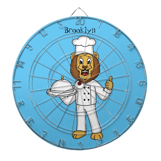 Cute lion chef cartoon illustration  dartboard (Front)