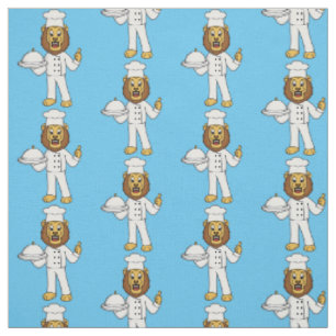 Cute lion chef cartoon illustration fabric