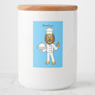 Cute lion chef cartoon illustration food label