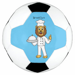 Cute lion chef cartoon illustration football