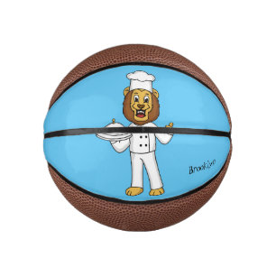 Cute lion chef cartoon illustration mini basketball