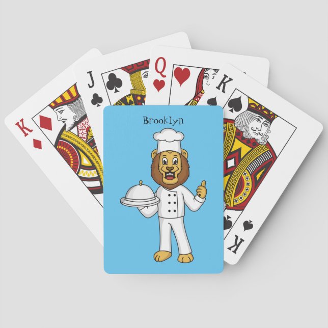 Cute lion chef cartoon illustration  playing cards (Back)