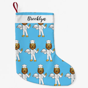 Cute lion chef cartoon illustration small christmas stocking