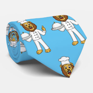 Cute lion chef cartoon illustration tie