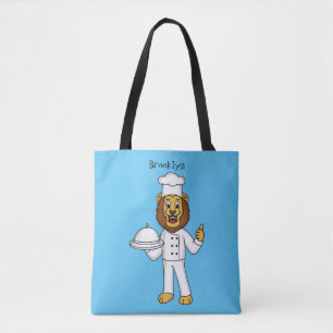 Cute lion chef cartoon illustration  tote bag