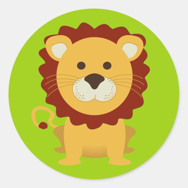 Cute Lion Classic Round Sticker (Front)