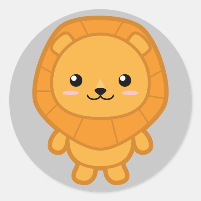 Cute Lion Classic Round Sticker (Front)