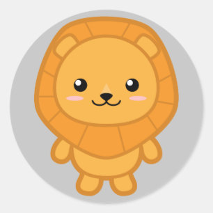Cute Lion Classic Round Sticker