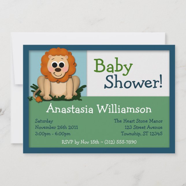 Cute Lion Colourful Baby Shower Invitations (Front)