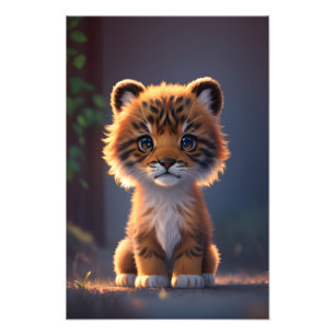 Cute Lion cub art Photo Print