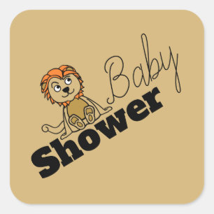 Cute Lion Cub, Baby Shower Square Sticker