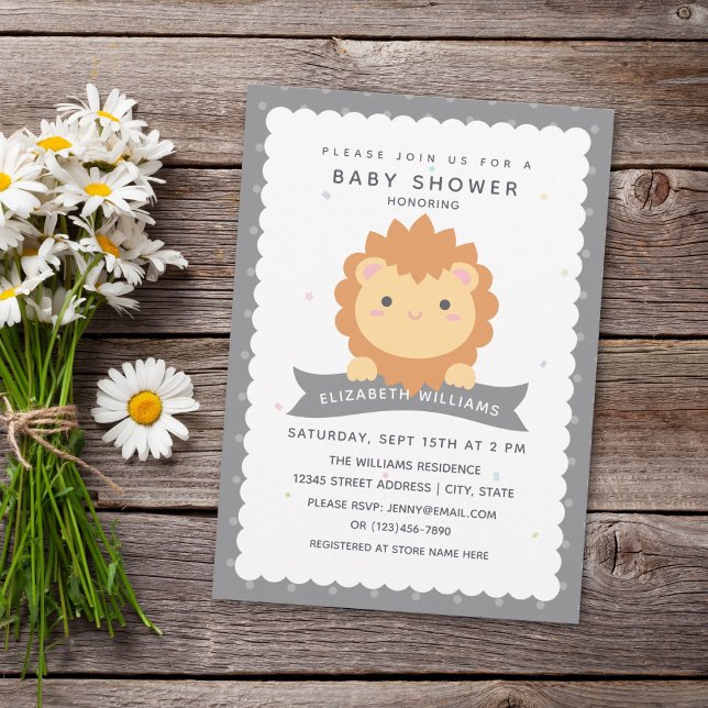 Cute Lion Cub Boy Baby Shower Invitation (Creator Uploaded)