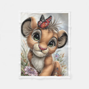 Cute Lion Cub Butterfly Blanket