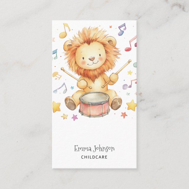 Cute Lion Cub Childcare Business Card (Front)
