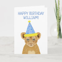 Cute Lion Cub Illustration Happy Birthday