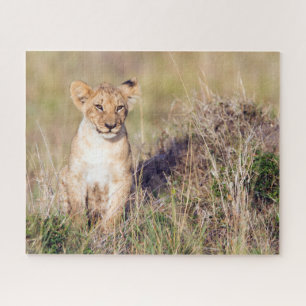 Cute lion cub in Africa photo Jigsaw Puzzle