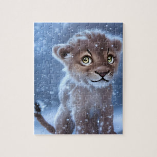 Cute Lion Cub in the Snow  Jigsaw Puzzle
