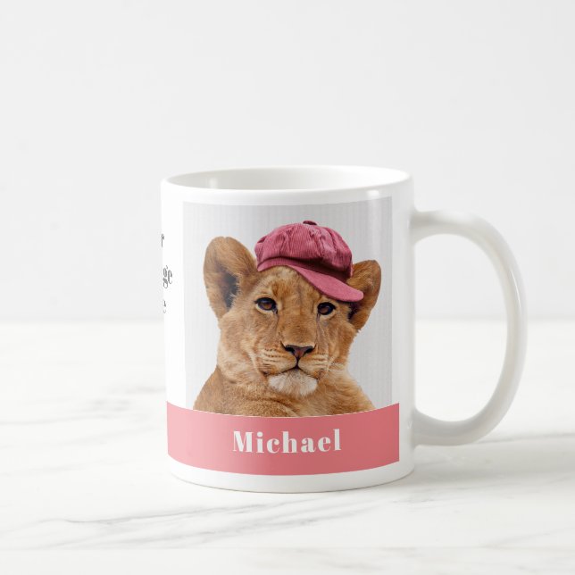 Cute Lion Cub Personalise Name & Message Coffee Mug (Right)