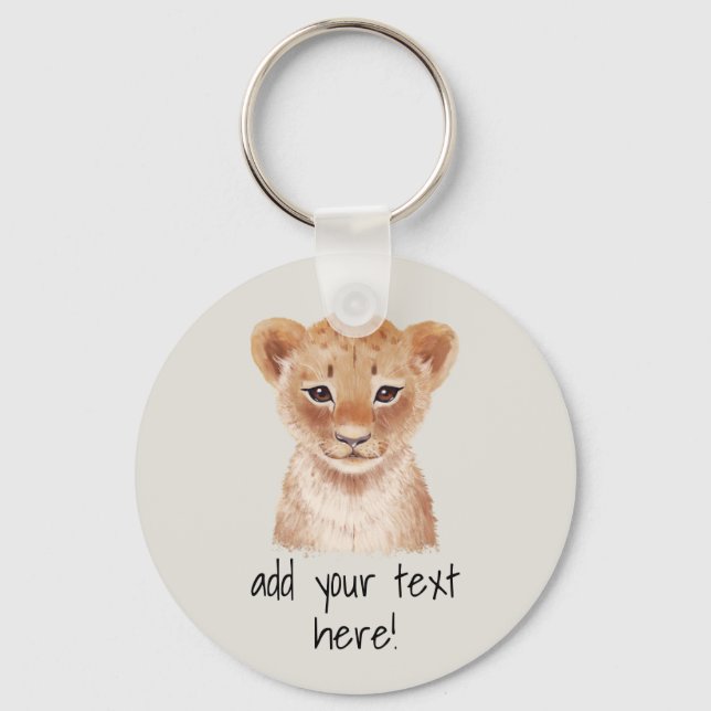 Cute Lion Cub Personalised  Key Ring (Front)
