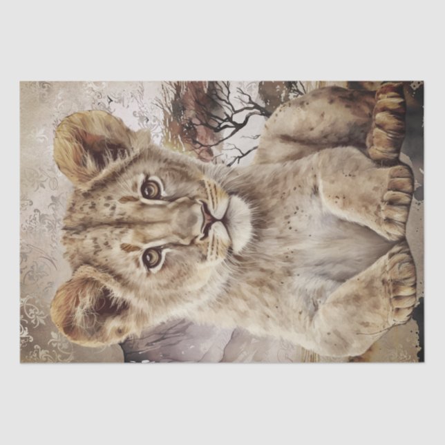 Cute Lion Cub Tissue Paper (Front)
