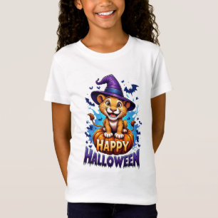 Cute Lion Cub Witch Hat Halloween 🦁 T-Shirt
