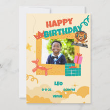 Cute Lion DJ Kids Birthday Party