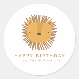 Cute Lion Drawing Personalised Birthday Gift  Classic Round Sticker