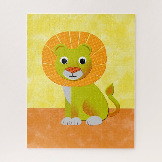 Cute Lion Drawing Vintage Print Custom Jigsaw Puzzle (Vertical)
