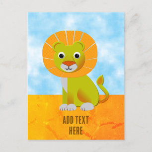 Cute Lion Drawing Vintage Print Custom Postcard