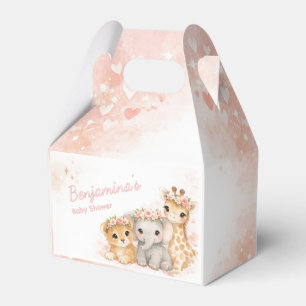 Cute Lion Elephant Giraffe Blush Pick Floral Crown Favour Box